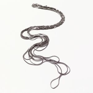 Silver Tone Braided Multi Snake Chain Statement Necklace